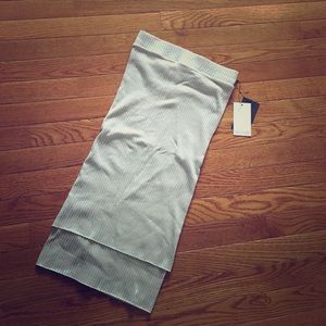 Lime & Vine 100% cotton ribbed skirt in light gray