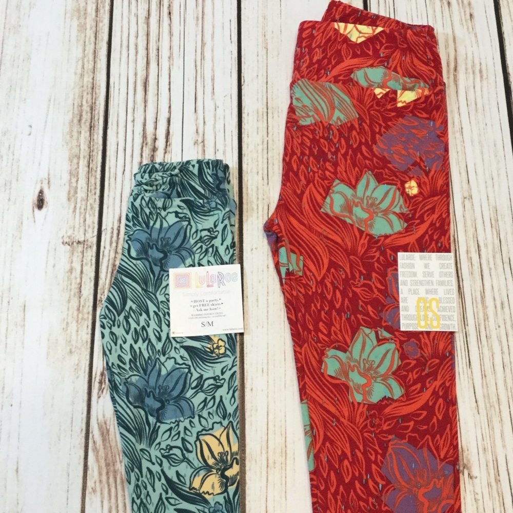 Mommy & me leggings set in teal and red 0/S & S/M