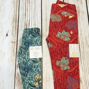 Mommy & me leggings set in teal and red 0/S & S/M