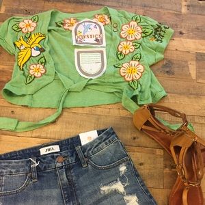 patchwork tie front cardigan