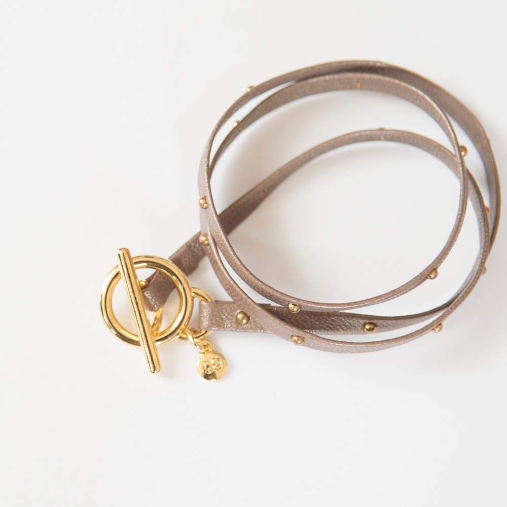 Gorjana Leather Triple Wrap Studded Bracelet ✨