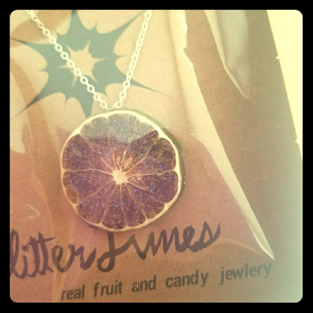 Glitter limes real fruit necklace