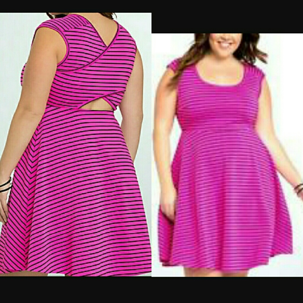 Torrid Black and Pink Striped Dress