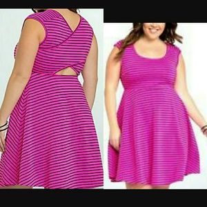 Torrid Black and Pink Striped Dress