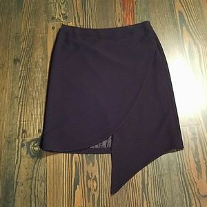 Giorgio Armani Asymmetrical Wool Navy Skirt