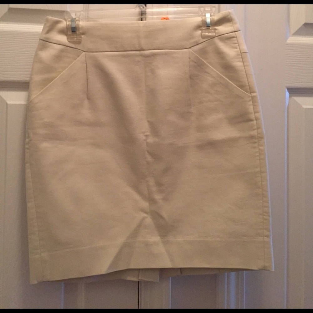 Cream JCrew pencil skirt.