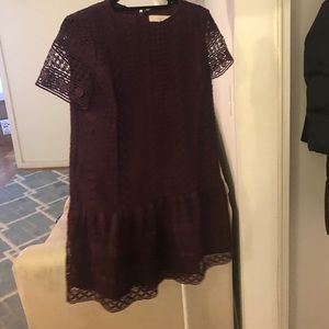 Loft purple lace drop waist dress
