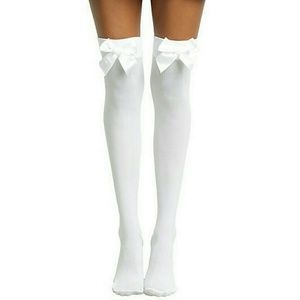 White thigh highs with bow