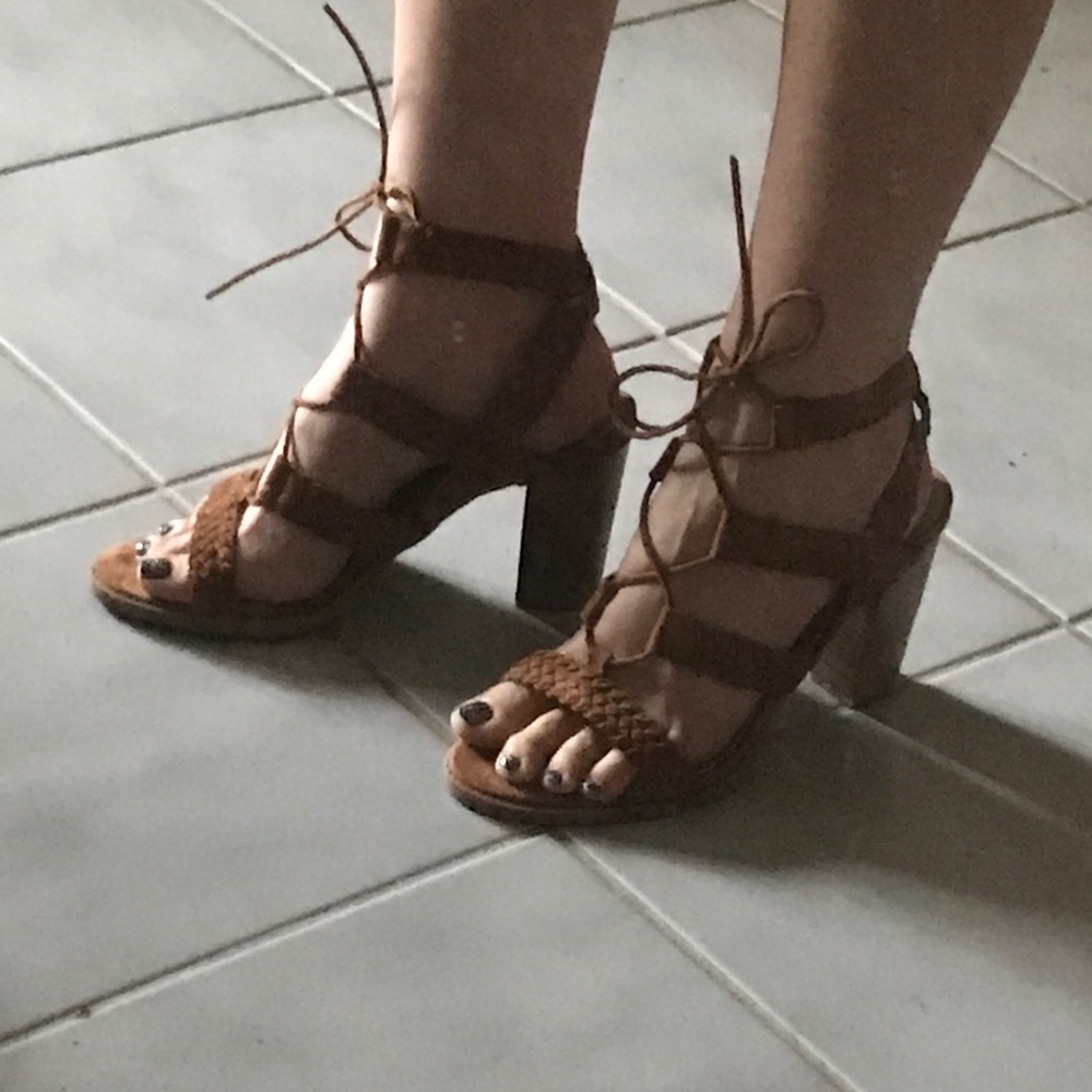 Brown lace up heels