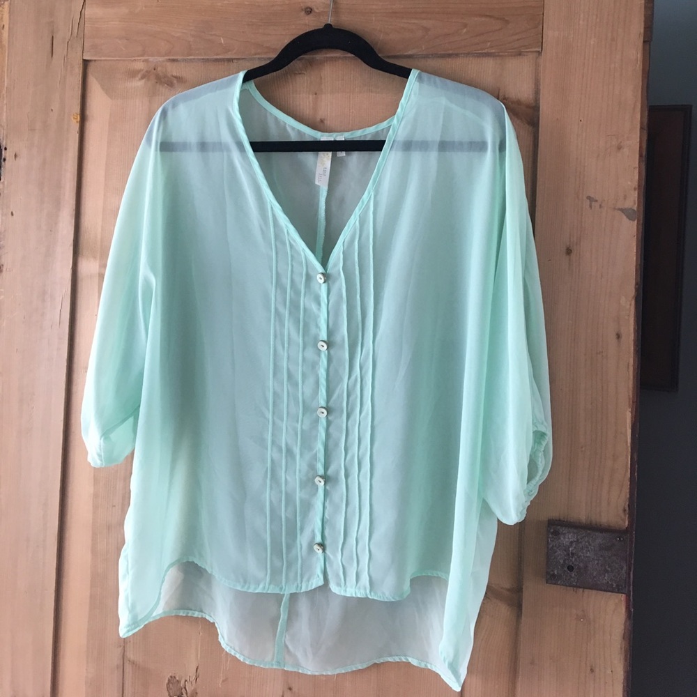 Sheer turquoise blouse