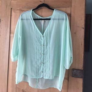 Sheer turquoise blouse
