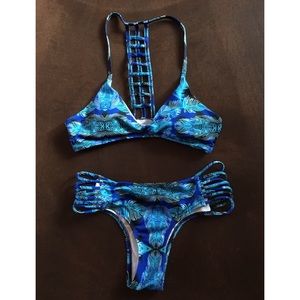 NWOT Peacock Blue Bikini