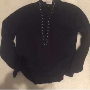 Black lace up sweater