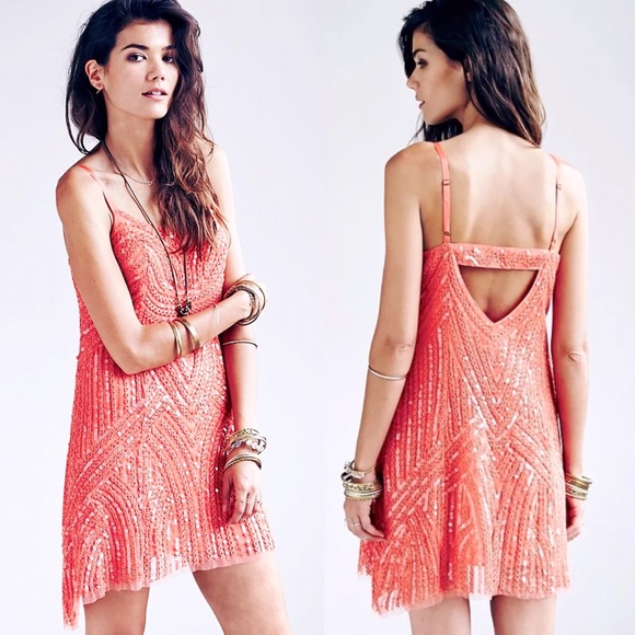 Free People Dresses & Skirts - Free People Coral Reef Sequin Dress