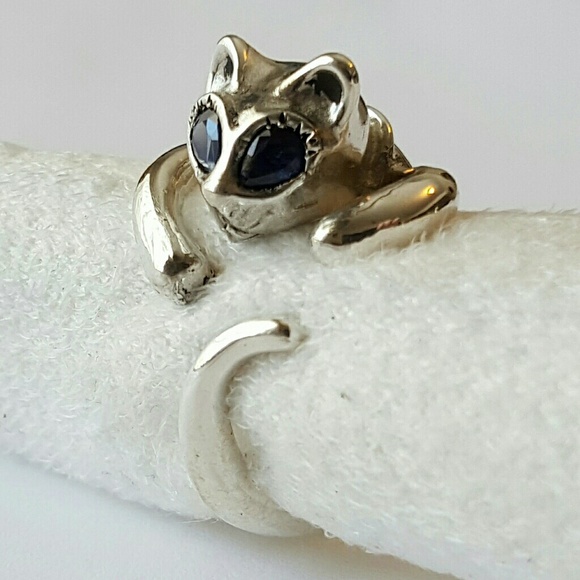 NEW - Hang on Kitty ring in Sterling, Opal - Picture 2 of 2