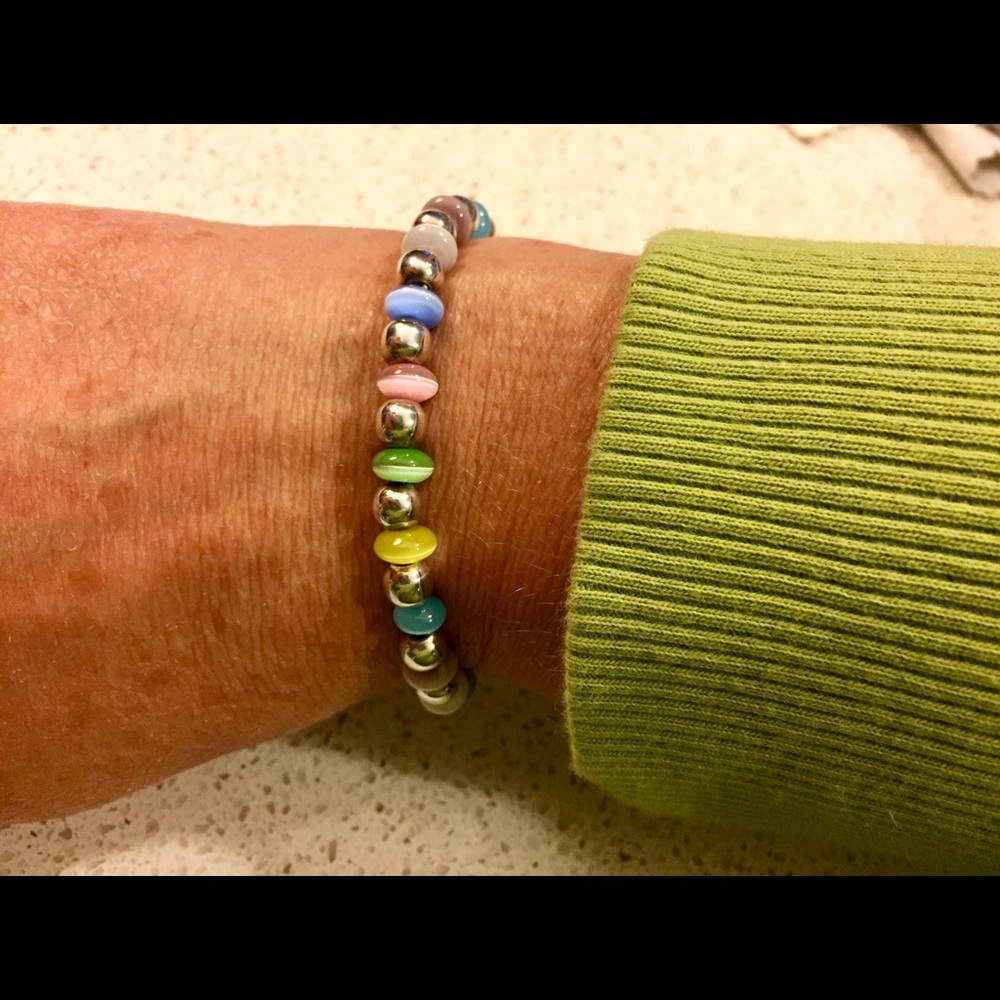 Silpada beautiful pastel beads/sterling bracelet