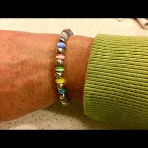 Silpada beautiful pastel beads/sterling bracelet