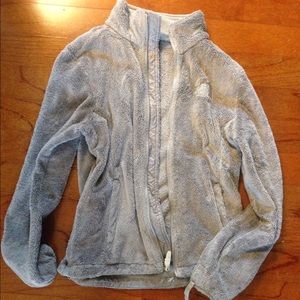 Grey fleece North Face zip up jacket