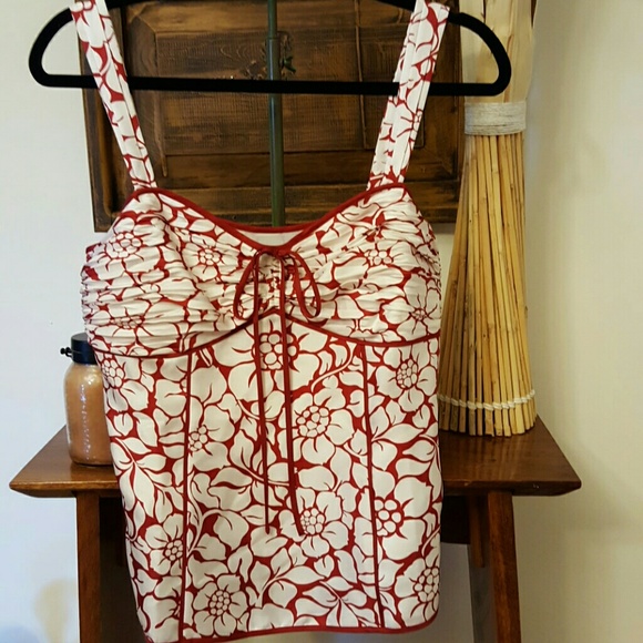 Ann Taylor Tops - Silk red and white camisole