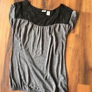 Grey top with lace detail
