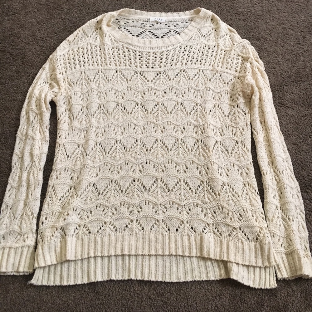Cream colored crocheted sweater