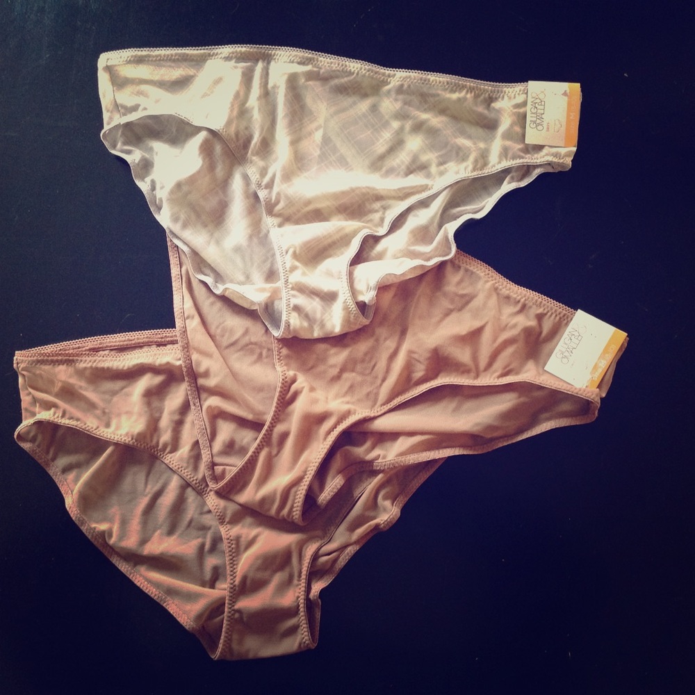 New set of 3 nude mesh medium bikini panties