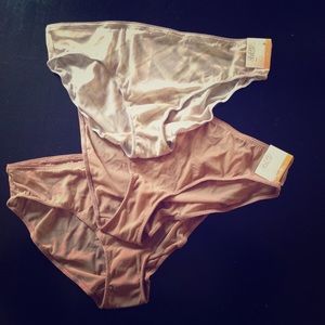 New set of 3 nude mesh medium bikini panties