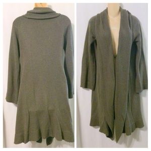 CAbi Gray Open Front Long Bulky Oversized Sweater *