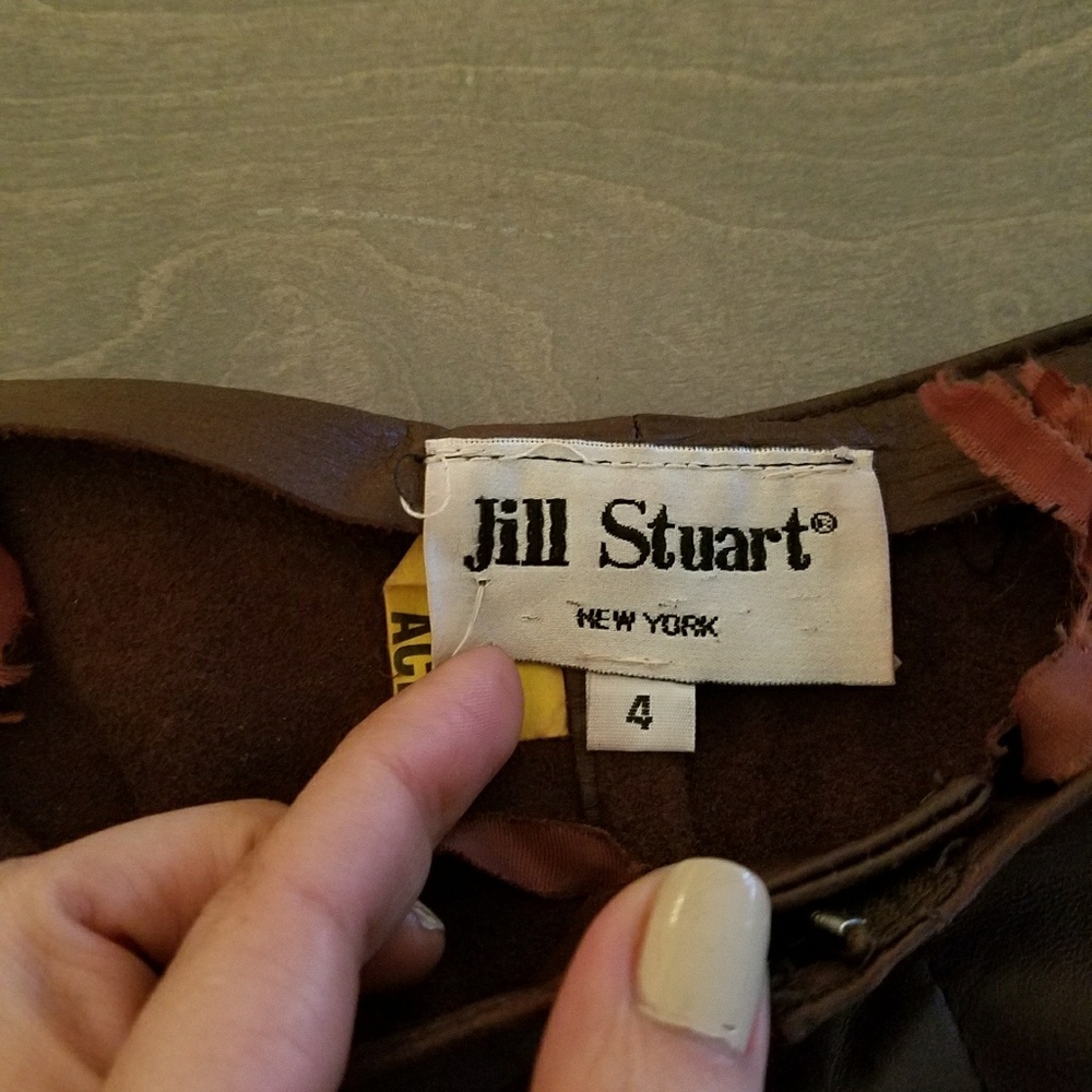 Jill Stuart lambskin leather chocolate brown pants