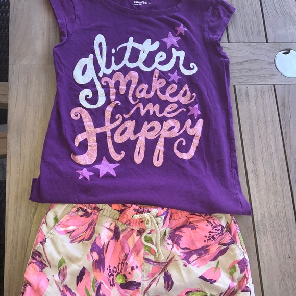 Gap Kids "Glitter Makes Me Happy" Tee & shorts set - Picture 1 of 7