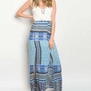 Sale Aqua Black Ivory Scoop Neck Maxi Dress