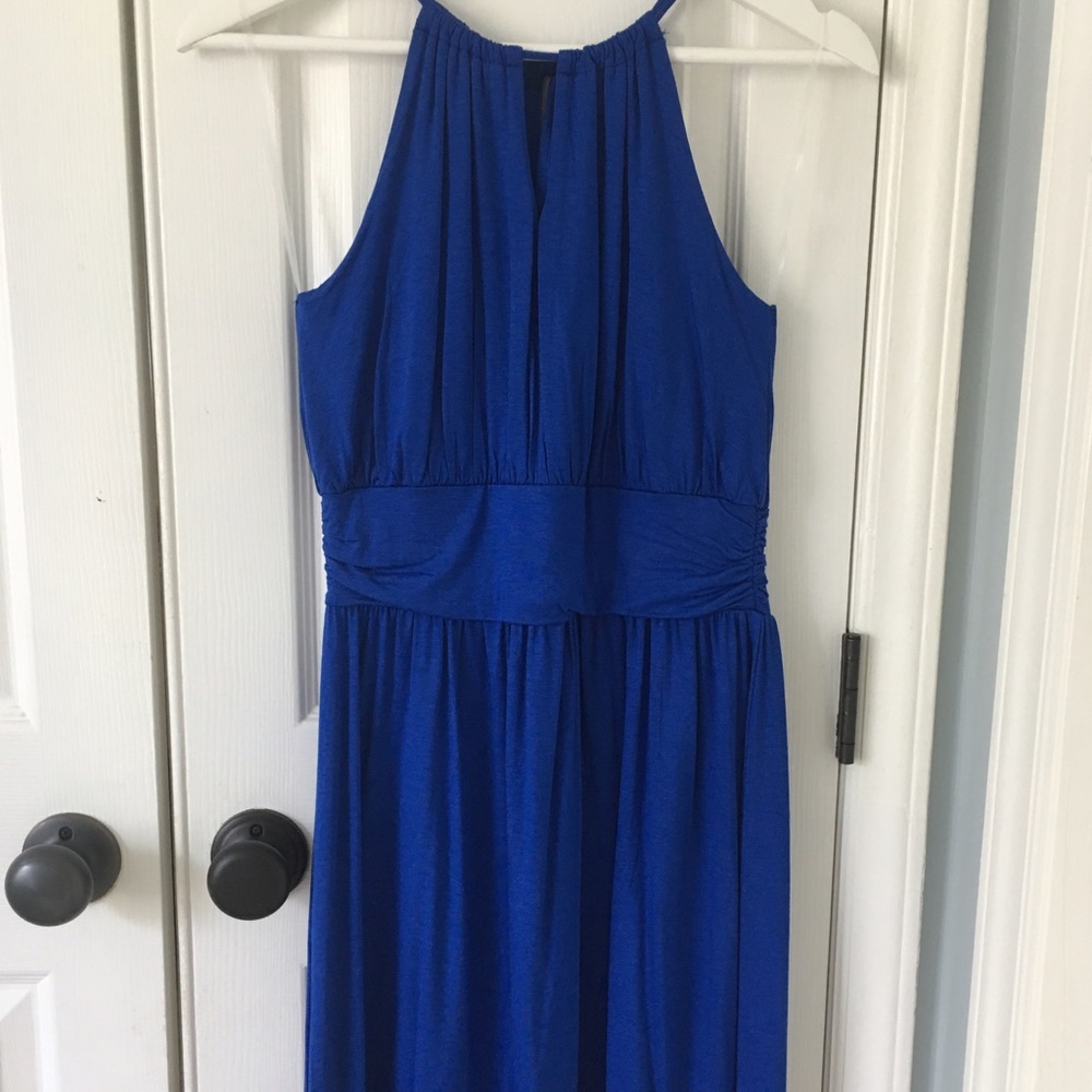 Royal Blue Sleeveless High Neck Dress