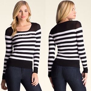 Bebe Logo Striped Sweater Top size S