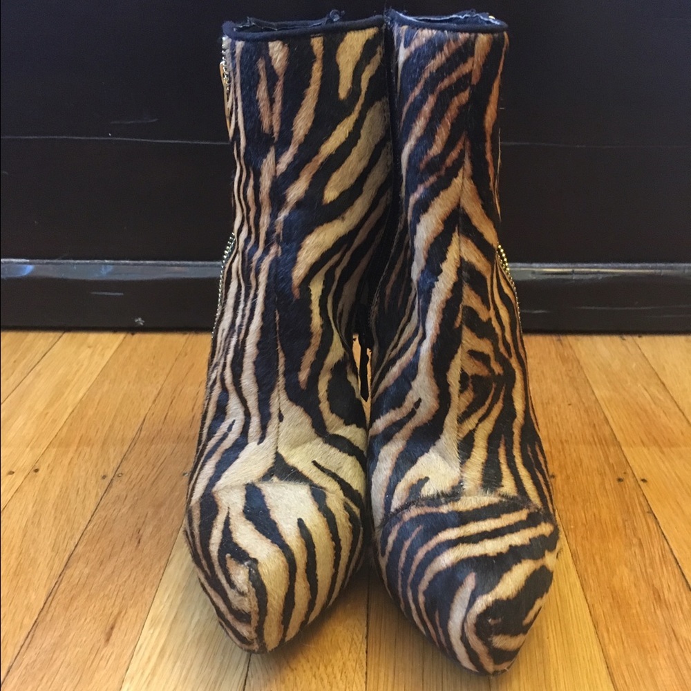 Rachel Zoe animal print wedge booties