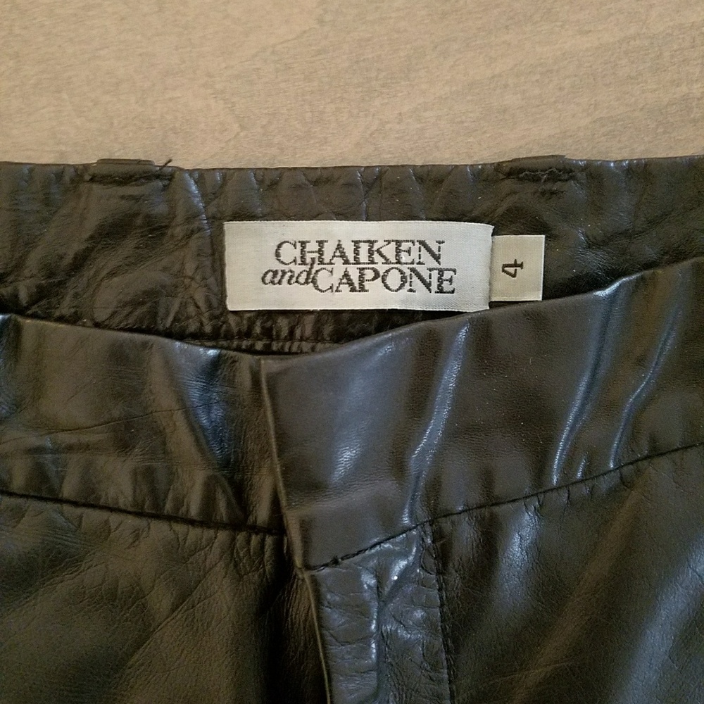Chaiken and capone black leather pants