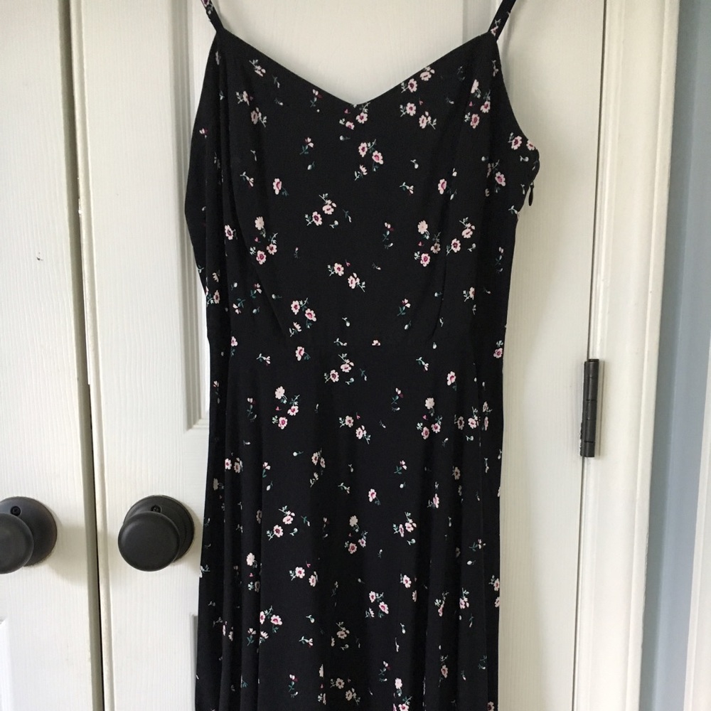 Black & Floral Spaghetti Strap Dress