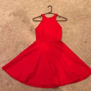 Red backless dress