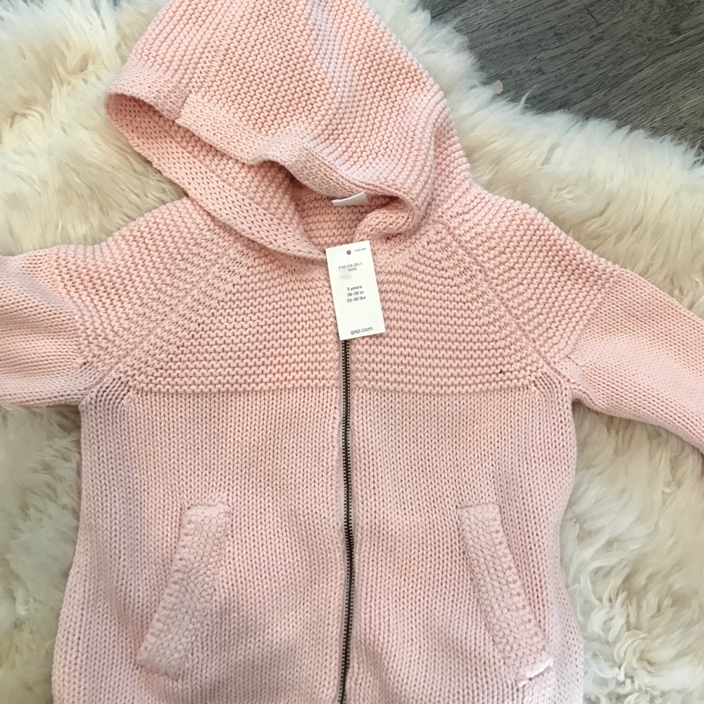 Gap baby pink knitted hoodie with zip
