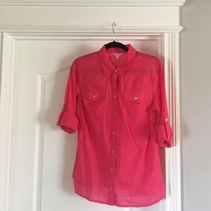LILLY PULITZER Women's pink button down top,