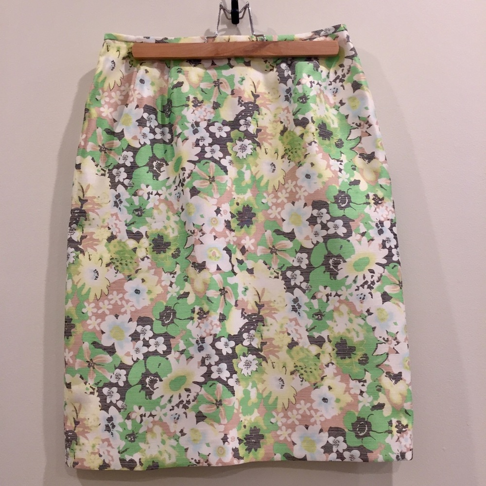 Floral Green Pencil Skirt