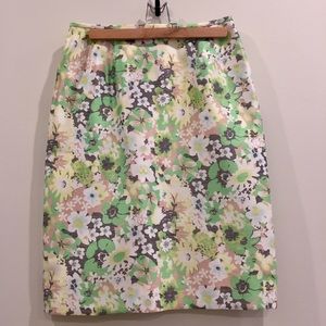 Floral Green Pencil Skirt