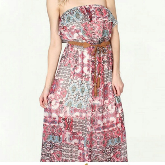 NWOT Belted Maxi Dress - Picture 1 of 4