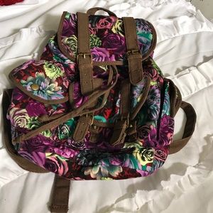 Mossimo Floral Print Canvas Backpack
