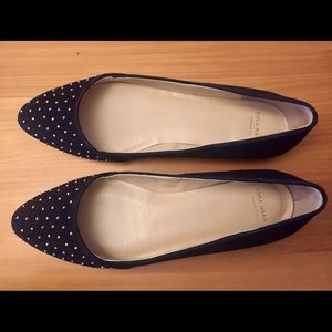 Cole Haan Studded Black Suede Flats
