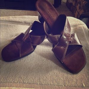 Chocolate brown villager slide heel sandal