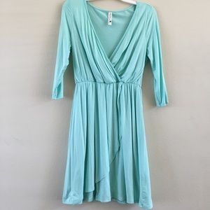 ModCloth  faux wrap pastel aquamarine midi dress