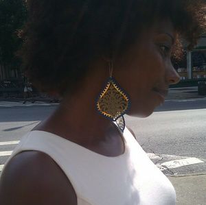 Boho Colorful Crochet Damask Metal Lace  Earrings