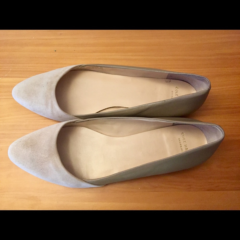 Cole Haan Suede and Leather Nude Flats