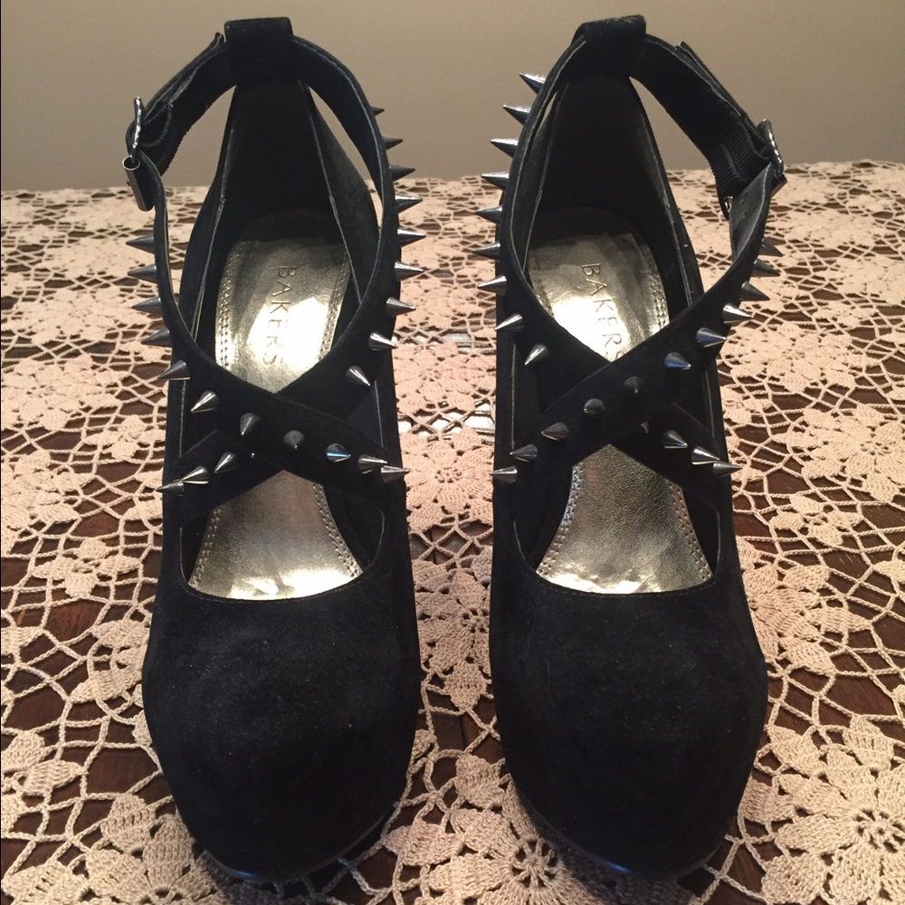 Rocking black spiked heels