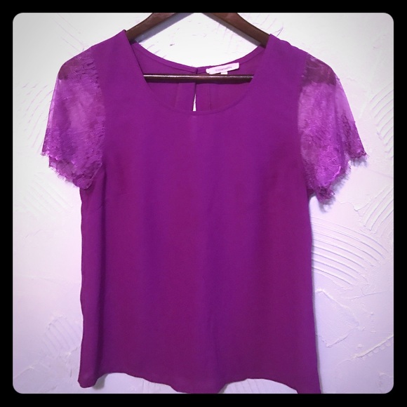 41 Hawthorn Tops - 41 Hawthorn Magenta Lace Short Sleeve